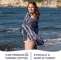 Vista 114 de Oversized Turkish Beach Towel 38’’x71’’ - Set of 2 100% Turkish Cotton Lightweight Sand Free Quick Dry Pool Towels Extra Large Bath Towels for