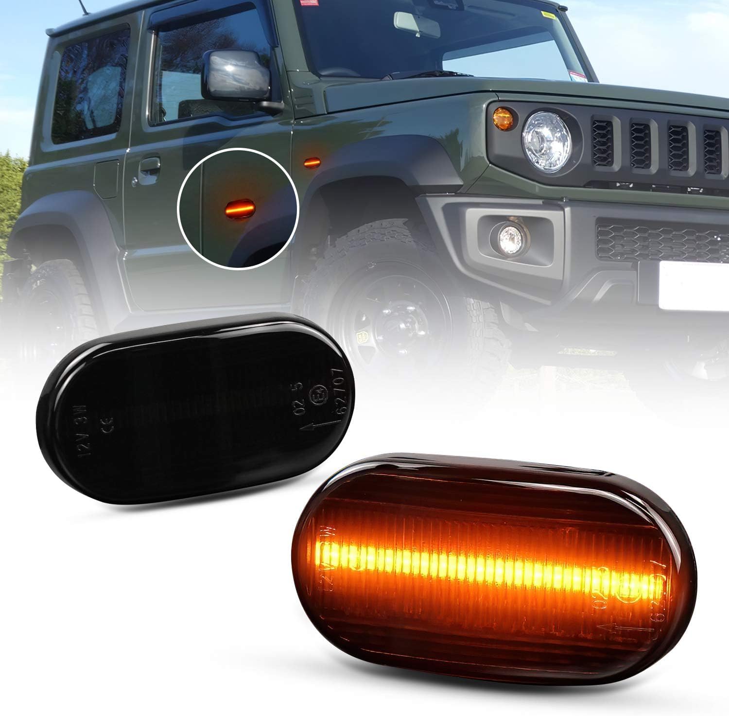 Archaic Boczne kompatybilne z Suzuki Jimny JB64 JB74 Sierra 2018-2023 | Canbus bezbłędny dynamiczny wskaźnik LED