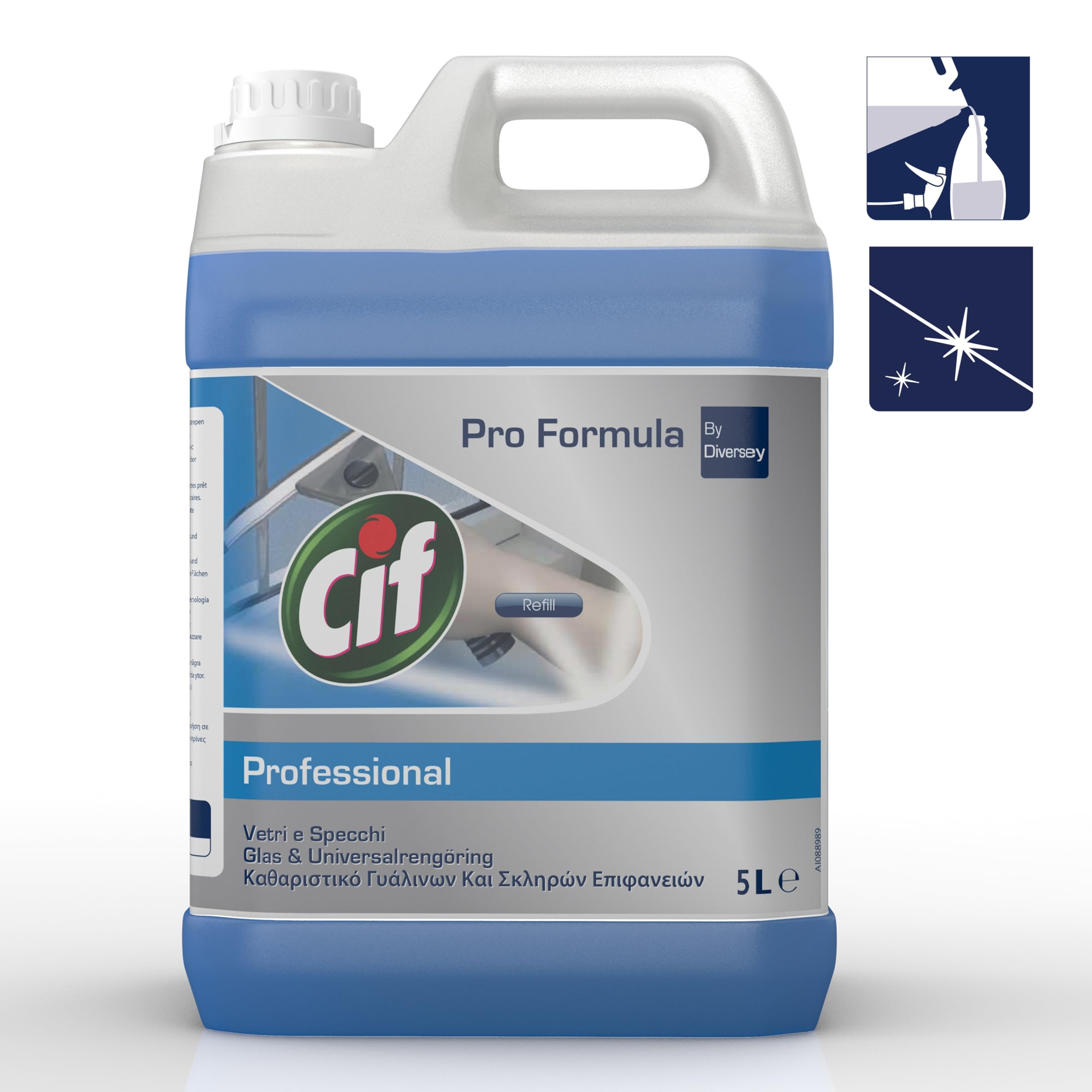 Cif Pro Formula Lot de 2 bidons de nettoyant pour vitres 5 l