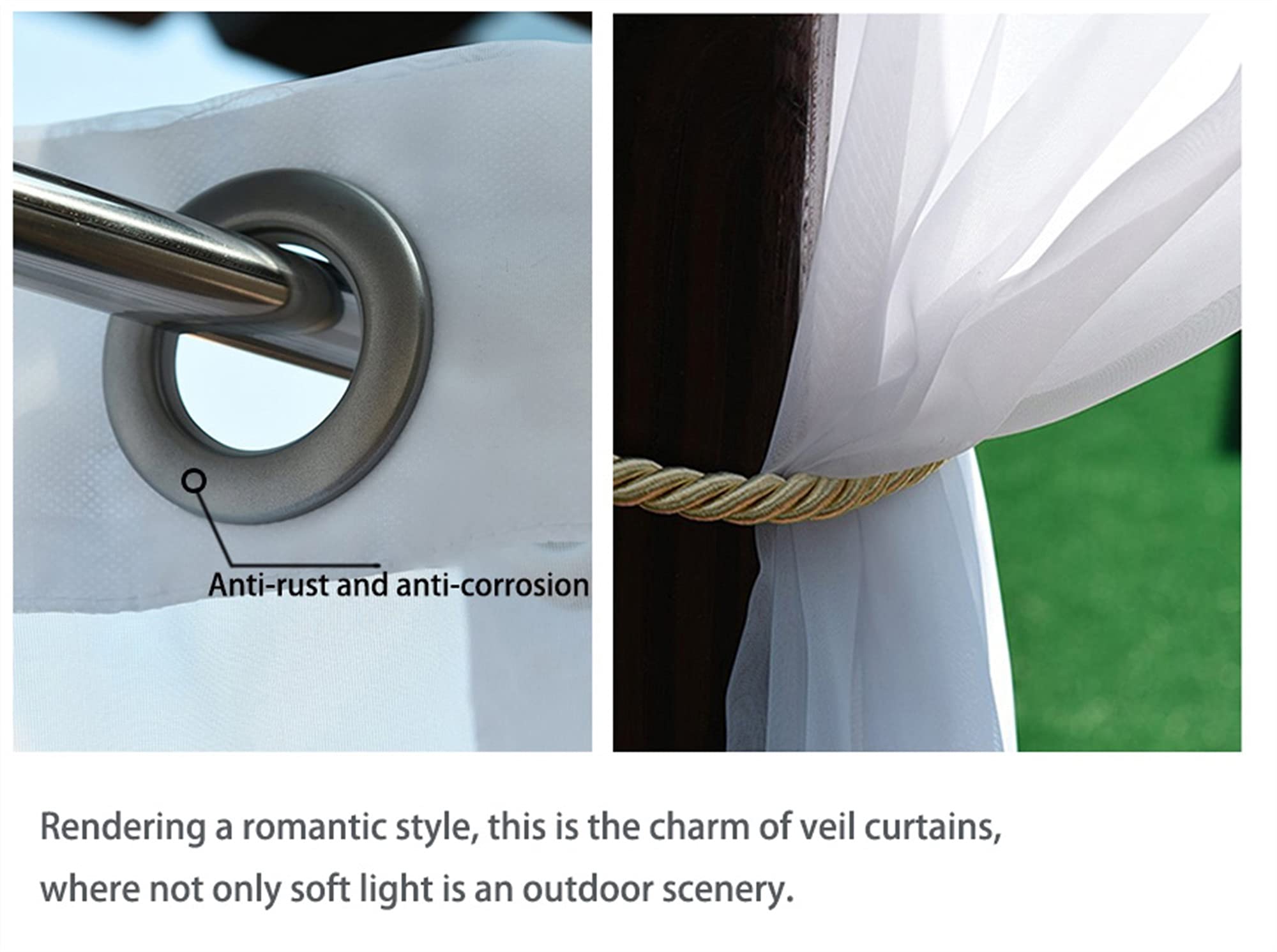 Outdoor Vorhänge für Patio Wasserdicht Extra Breit, Indoor Privatsphäre Voile Vorhänge, Tülle Halbdurchsichtige Vorhänge für Schlafzimmer, Pergola, Veranda, Pavillon und Cabana