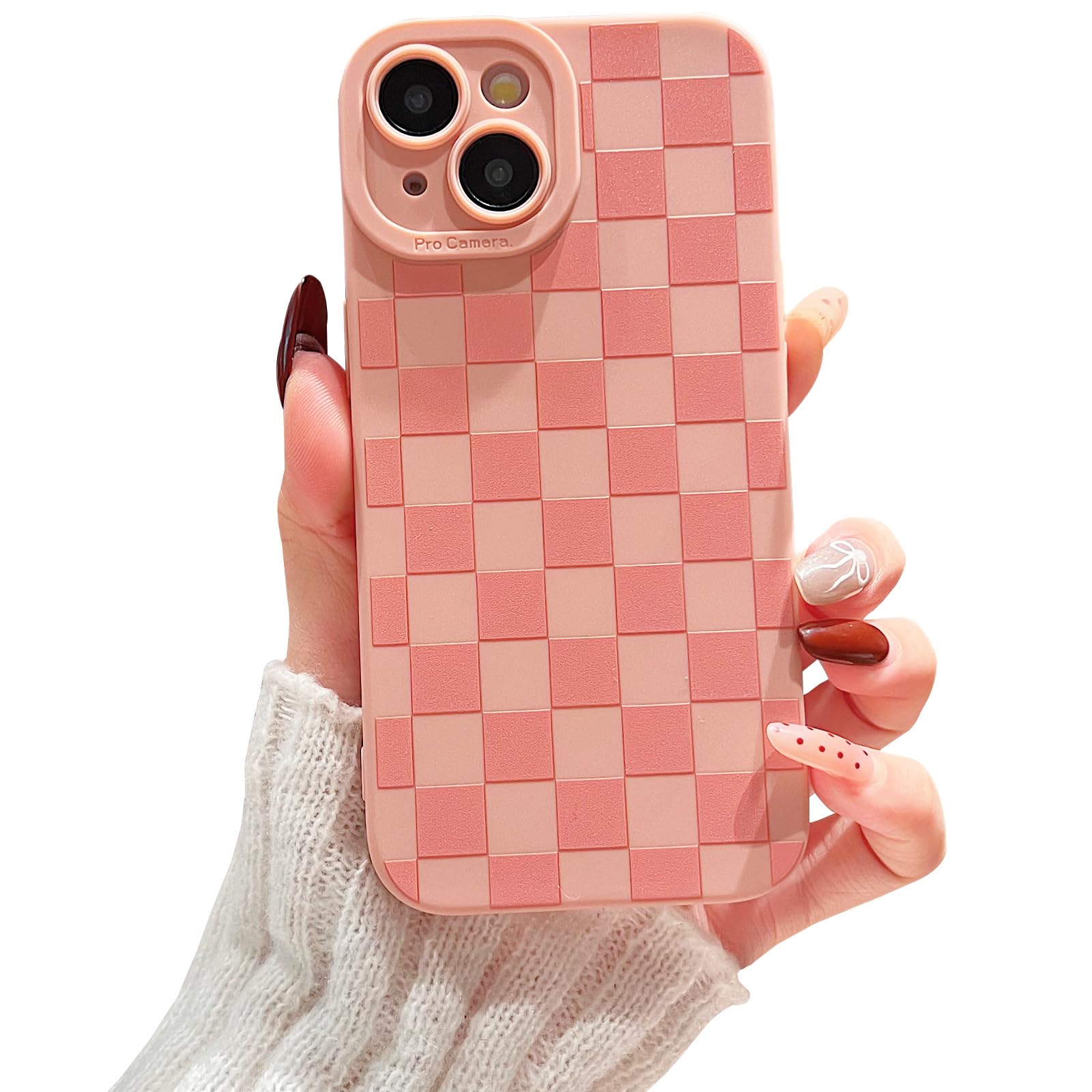 YUMUPIFE Compatible with iPhone 12 Case Cute Checkered Pattern Design for Girls Women, Soft Silicone Shockproof Protective Designed for iPhone 12