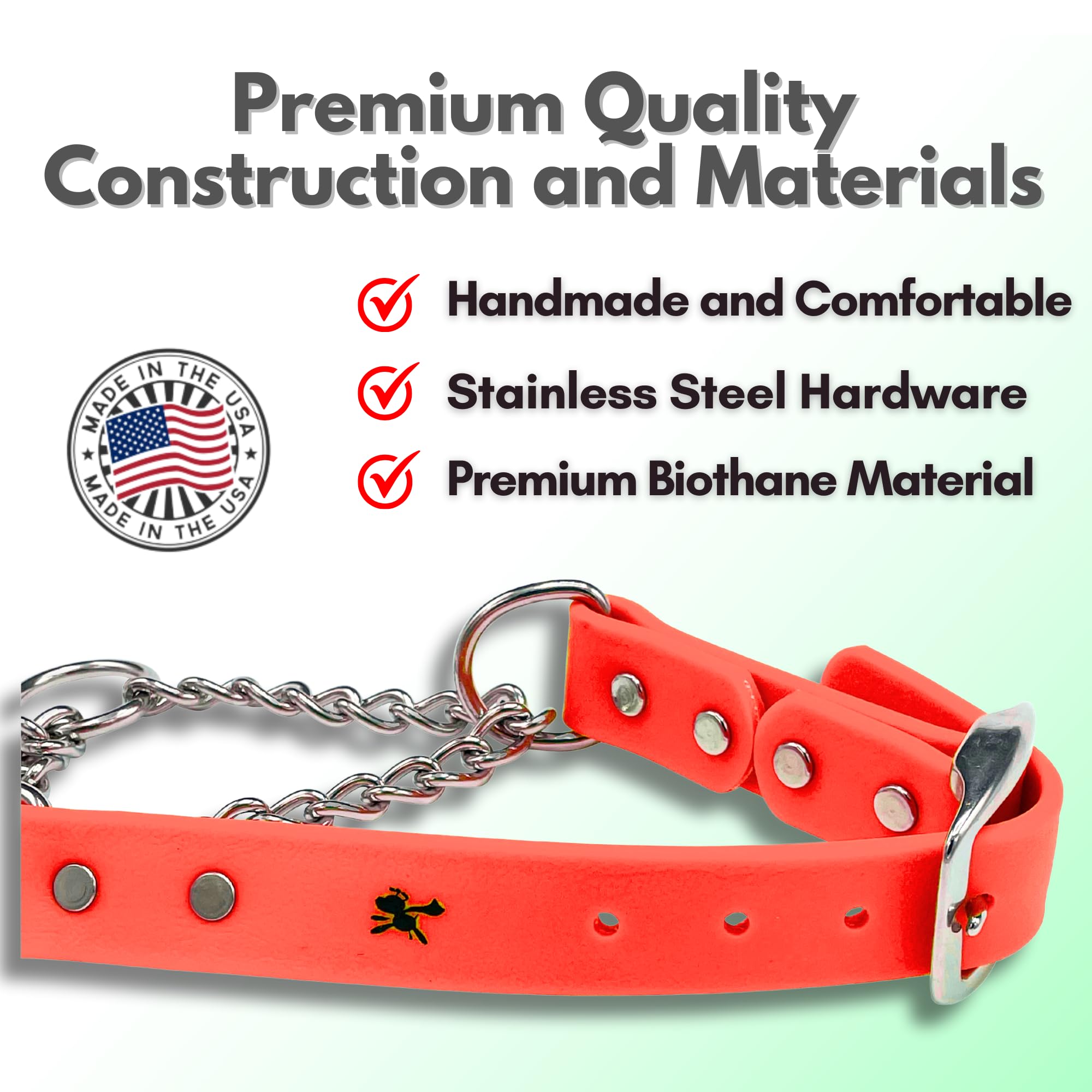 JIM HODGES DOG TRAINING Martingale Collar for Dogs Biothane, Stainless Steel Hardware, No Pull, Made in The USA - Image 3
