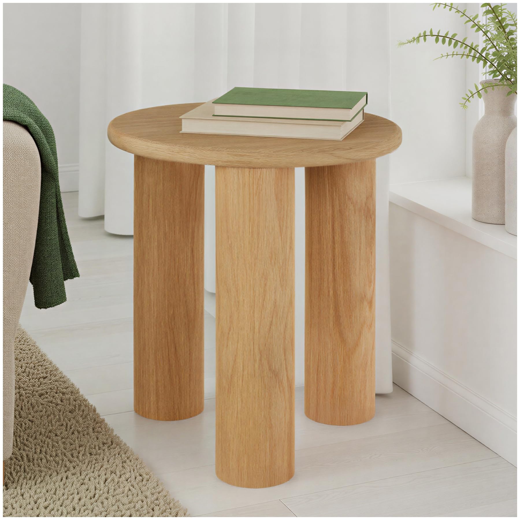 Table basse de salon Ø40 cm stable avec plateau MDF plaqué 20kg