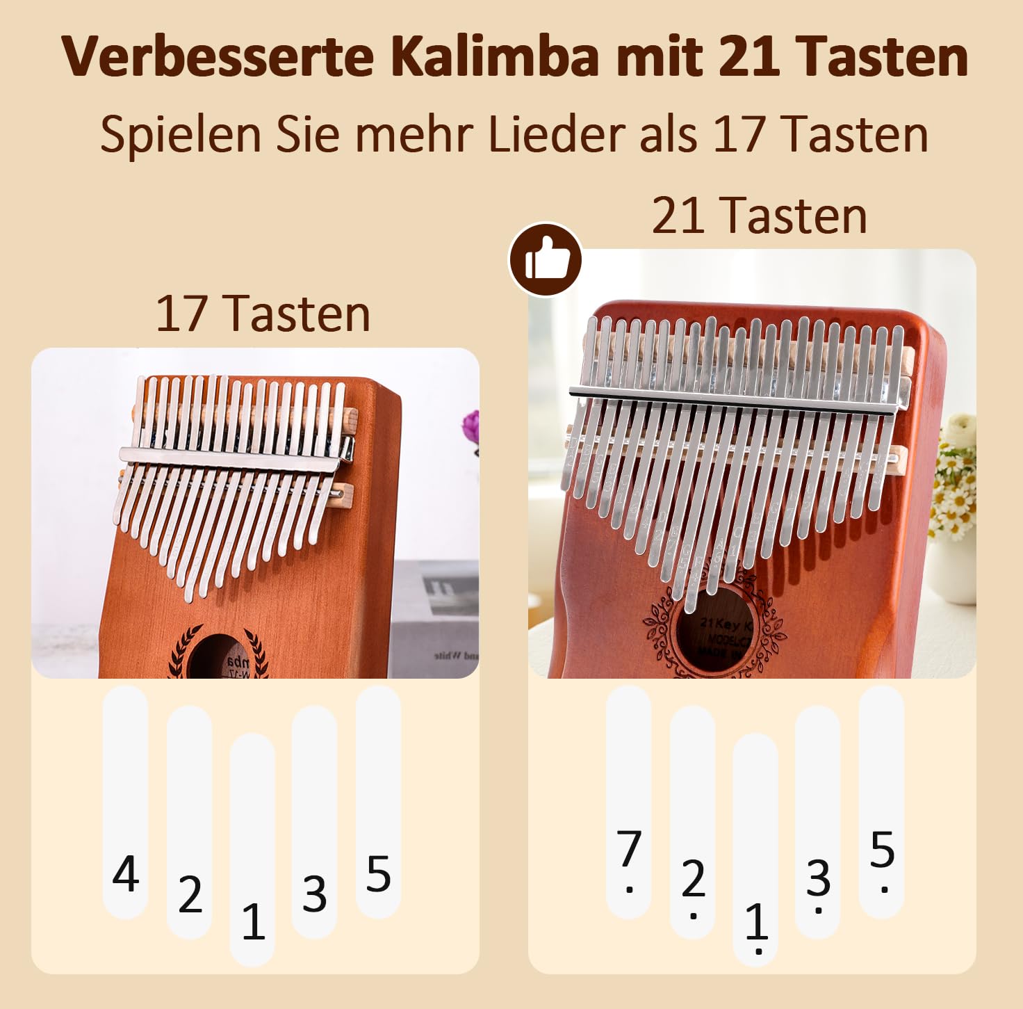 Kalimba 21 Klawiszy Fortepian Kciuk