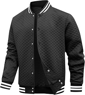 Wizoat Mens Varsity Jacket Lightweight Jacket Causal Waffle Letterman Bomber Jackets