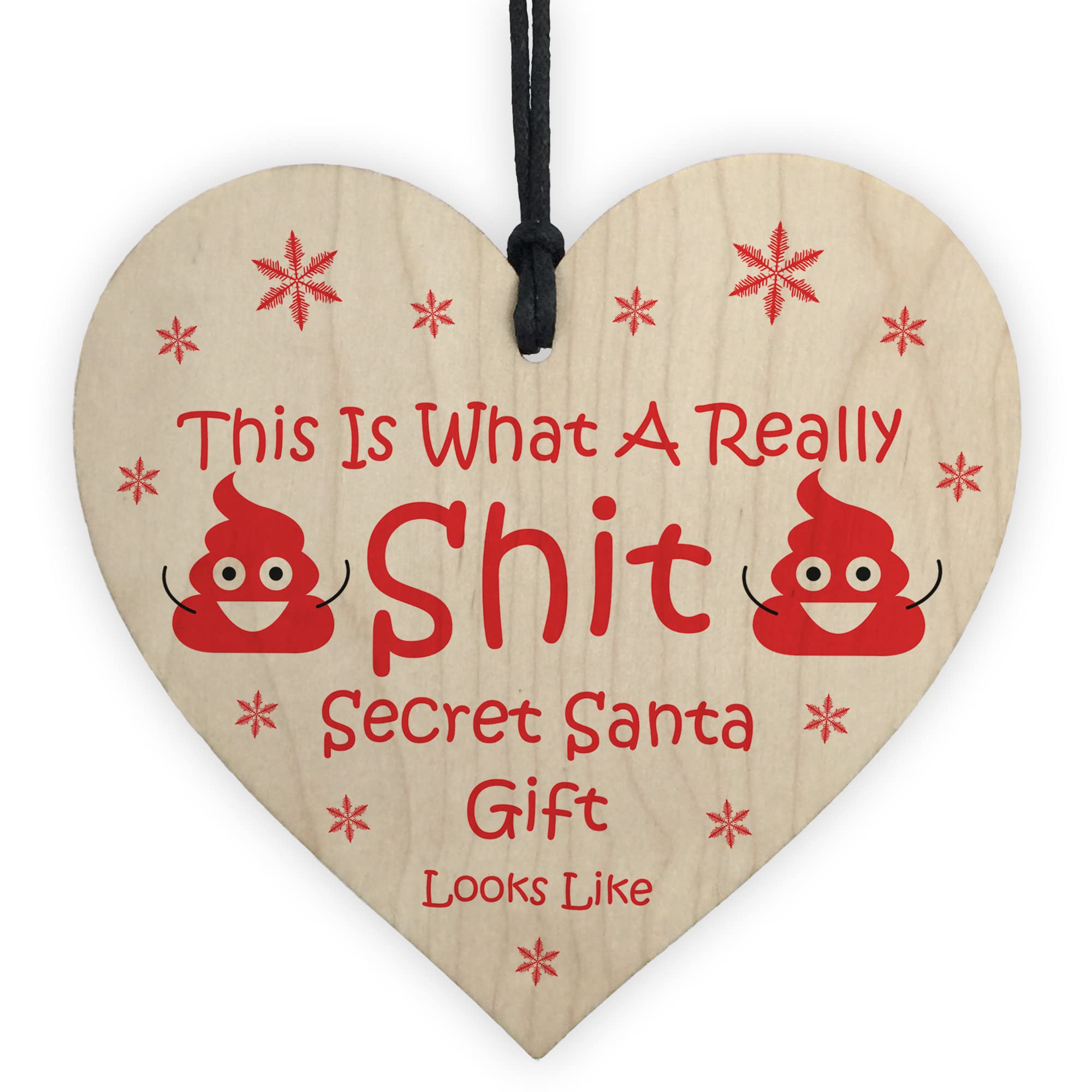 Red Ocean Funny Secret Santa Gift For Her & Him - Wood Heart Gift For Colleague or Friend