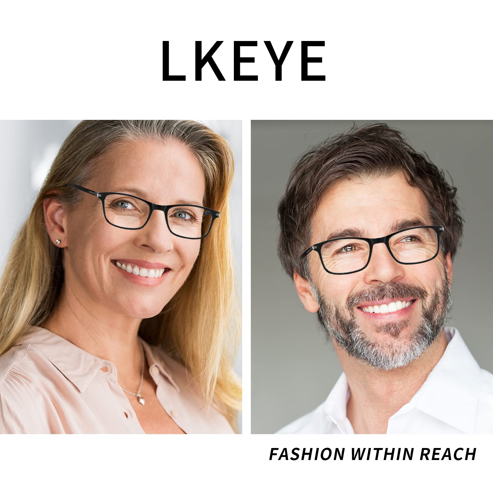 LKEYE Gafas de Lectura Bifocales Hombre Mujer Bloqueo Luz Azul Lector de Computadora Gafas Progresivas Gafas Anchas Transparente Diseñador de Moda Gafas de Transición Negro + Gris Claro M