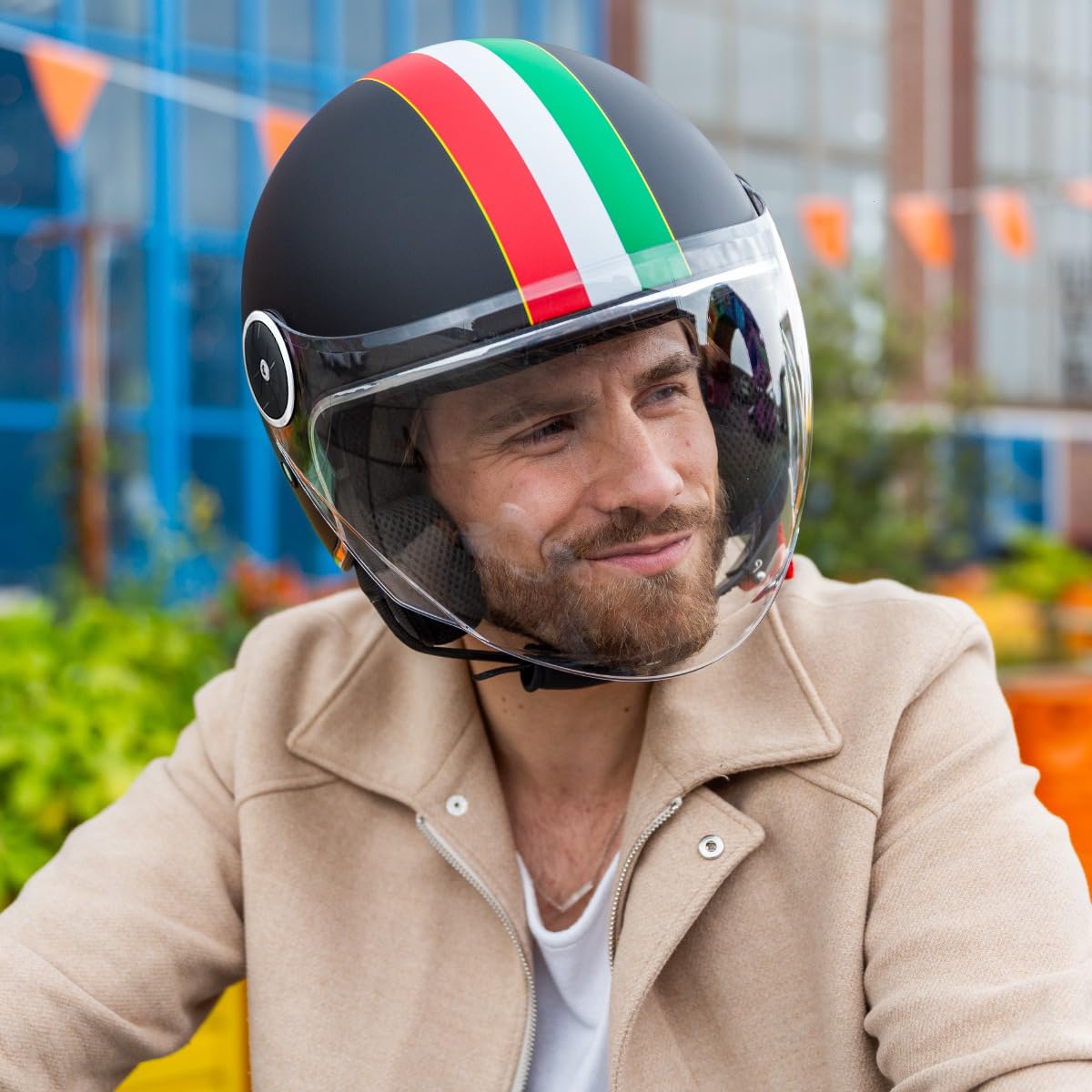 VINZ Neiva Jethelm mit Doppelvisier | Roller Helm mit Italienische Flagge & mit Sonnenblende | In Gr. XS-XXL | ECE 22.06 Zertifiziert | Motorradhelm mit Visier | Viele Farben Erhältlich