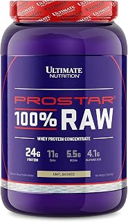 Ultimate Nutrition RAW Whey Protein Concentrate Powder with No Added Ingredients or Flavors – 24 Grams of Protein Per Serving with 5.5 Grams of BCAAs, 2.2 Pounds, Unflavored