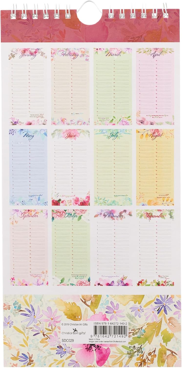 Christian Art Gifts Special Days Perpetual Calendar w/Scripture He Has Made Everything Beautiful Ecclesiastes 3:11, Pink Floral Christian Art Gifts Special Days Perpetual Calendar w/Scripture He Has Made Everything Beautiful Ecclesiastes 3:11, Pink Floral