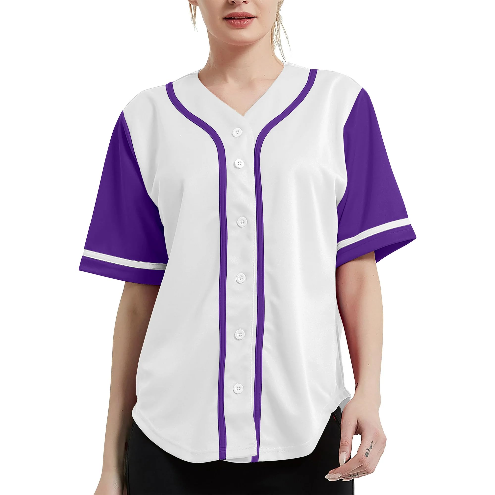 DIGITMON Family Matching Jerseys Baseball Outfits Sports Matching Sets Made in USA, Women, WHITEPURPLE, Medium