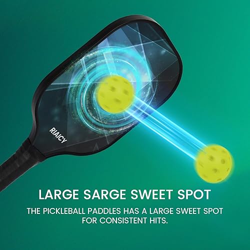 Miniatura 3 de Juego de 2 palas de fibra de vidrio con núcleo de panal de abeja, 4 bolas, cintas de agarre para raquetas de pickleball, bolsa de transporte