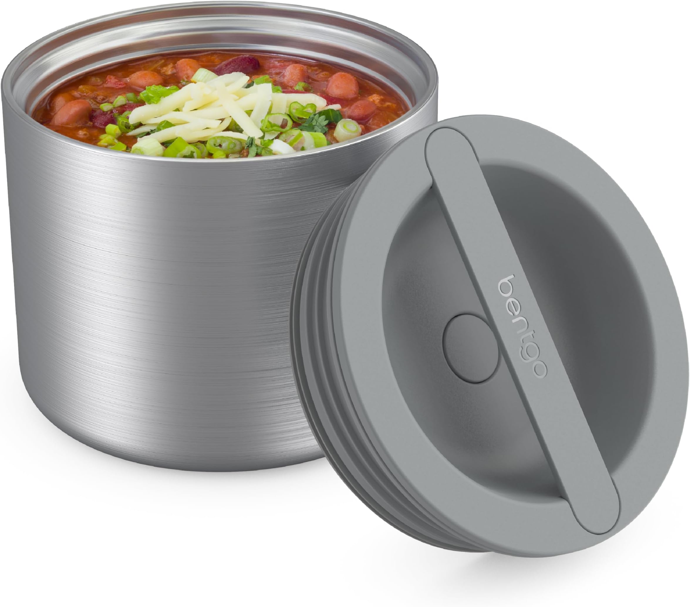 Stainless Insulated Food Container - 2.4 Cups (19 oz), Triple-Layer Insulation, Vacuum Seal, Leak-Proof, Built-In Handle, Wide Opening, Premium Stainless Steel, for Cool/Warm Foods (Steel)