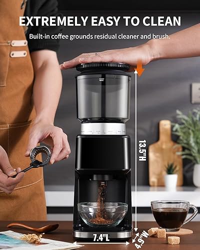 Miniatura 7 de SHARDOR Molinillo de café cónico de rebabas espresso eléctrico con temporizador de precisión 2.0, molino de rebabas ajustable con pantalla táctil