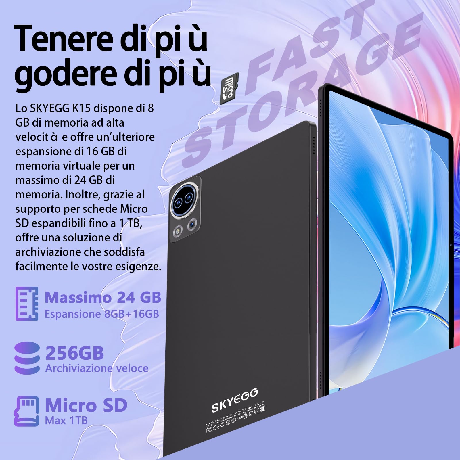 Tablet 11 Pollici Android 14 con 24GB RAM +256GB ROM (Espandibile Fino a 1 TB), Face ID, Widevine L1, Octa-Core 2.0 GHz, 5G Wi-Fi, GPS, 8000mAh, HD 1280 x 800 Incell IPS, Tablet con Custodia, Grigio