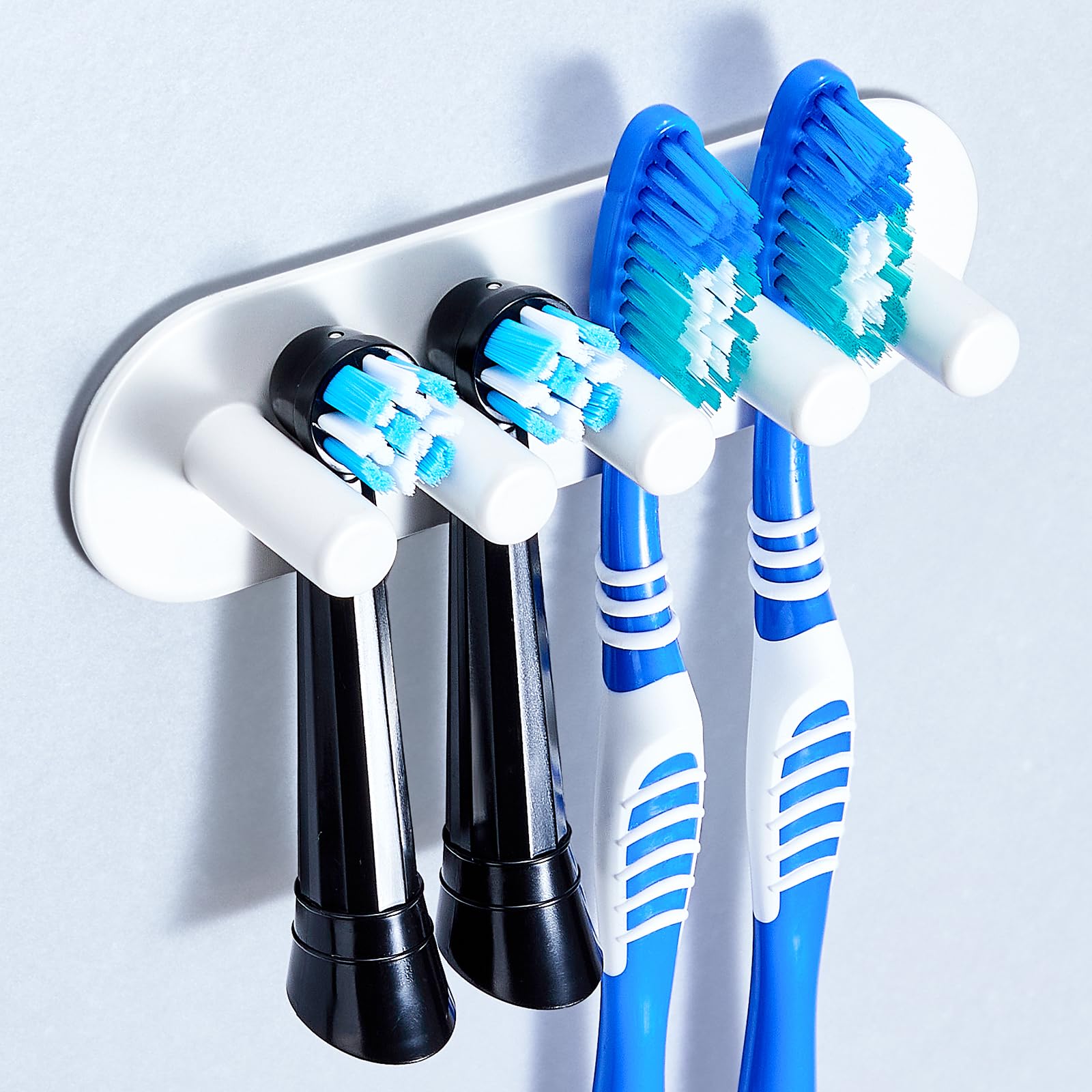 YAYINLI Toothbrush Holder, Electric Toothbrush Holder Wall Mounted, Anti-Rust Metal Toothbrush Head Holders for Bathroom, Self Adhesive Non Screw Tooth Brush Holder Organiser (White, Large)