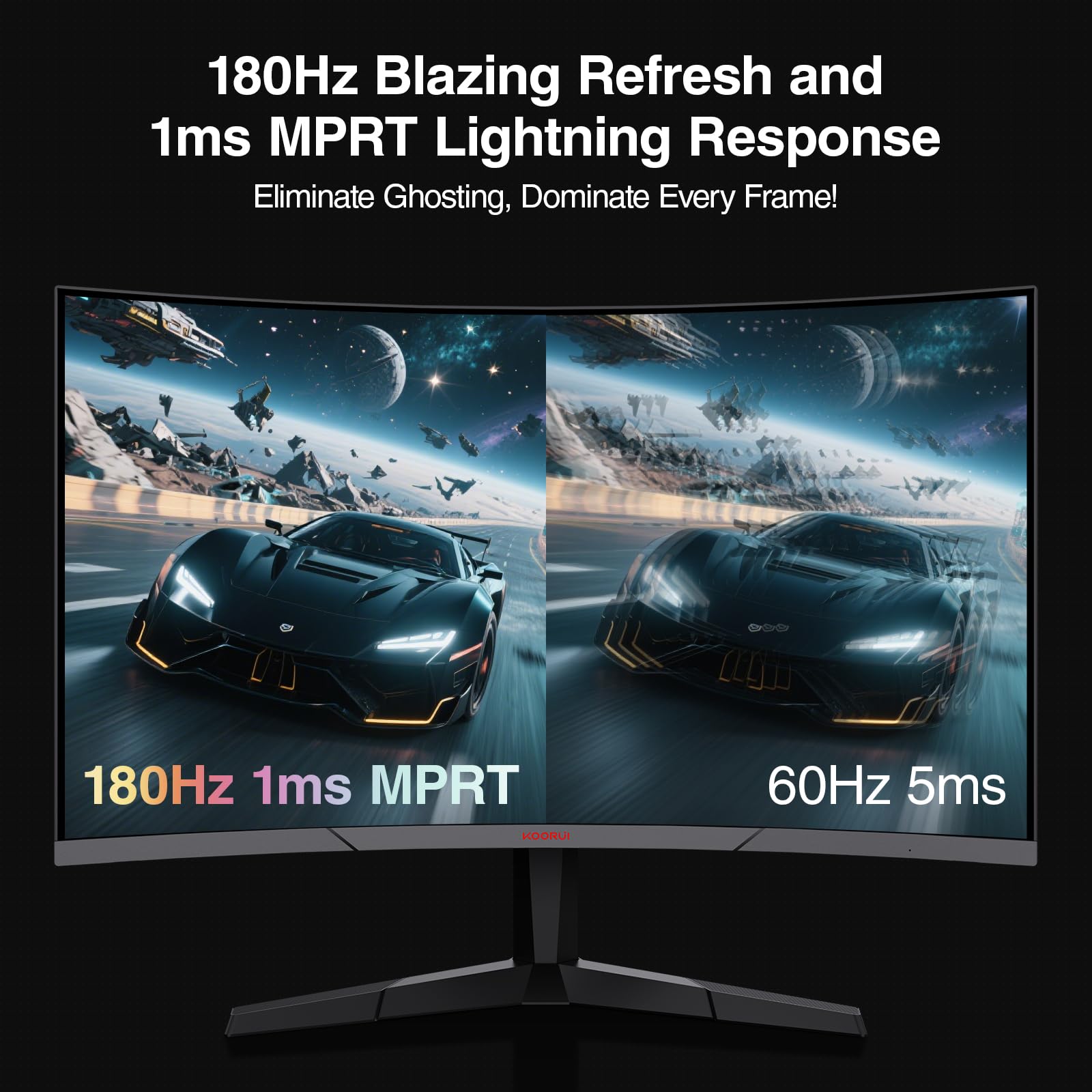 Amazon.com: KOORUI 24 Inch Curved Gaming Monitor, 180Hz 1ms,FHD