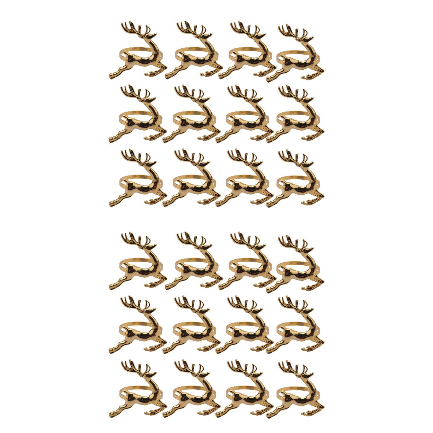 Hndhbfgrt 24Pcs Christmas Deer Napkin Rings Gold Alloy Napkin Buckle Napkin Ring Holder Hotel Restaurant Wedding Party Dinner