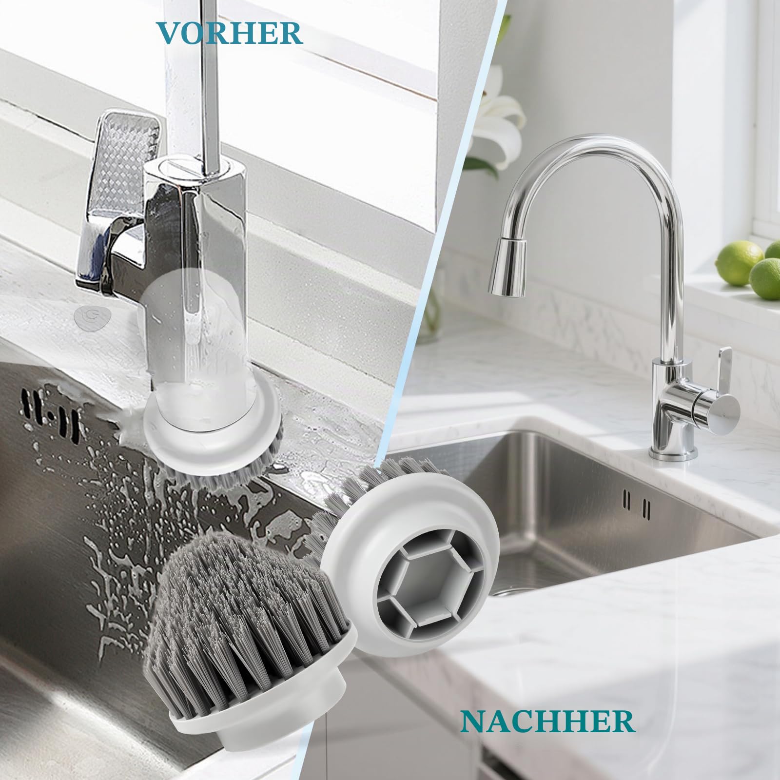 Spin Power Schrubber Ersatzbürsten Für Synoshi Reinigungsgerät Zubehör, 2 Stück Kegelbürstenköpfe Perfekt für Alle Ecken und Schwer Zugängliche Stellen