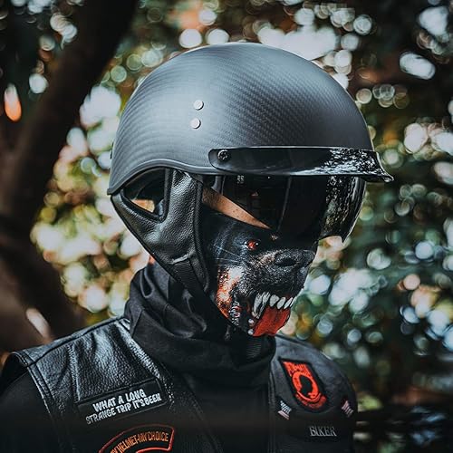 Miniatura 3 de VCOROS Cascos de motocicleta retro de fibra de carbono para hombres y mujeres, cascos de media cara para motocicleta, Cruiser, Chopper, ciclomotor,
