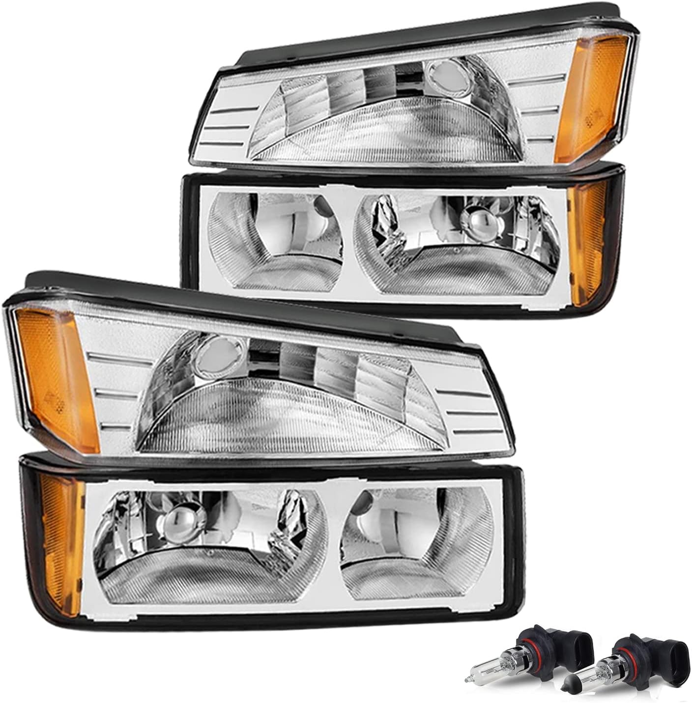 JSBOYAT 4pcs NoFogging Headlight Assembly Pair for 2003
