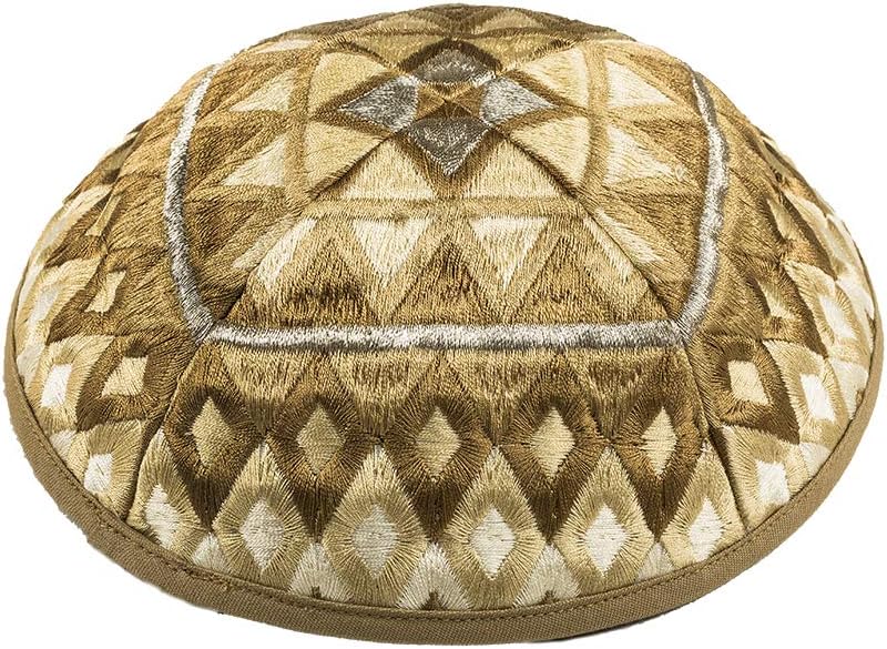 EMANUEL Yair Kippah for Men and Women Embroidered Silk Yarmulke Square Textured