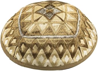 EMANUEL Yair Kippah for Men and Women Embroidered Silk Yarmulke Square Textured