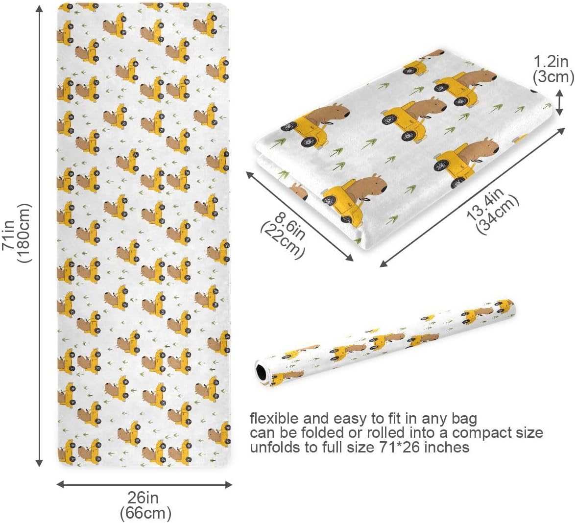 ALAZA Capybara Driving Pattern Yoga Mat Non Slip Fitness Exercise Mat, Workout Mat for Yoga, Pilates and Floor Exercises
