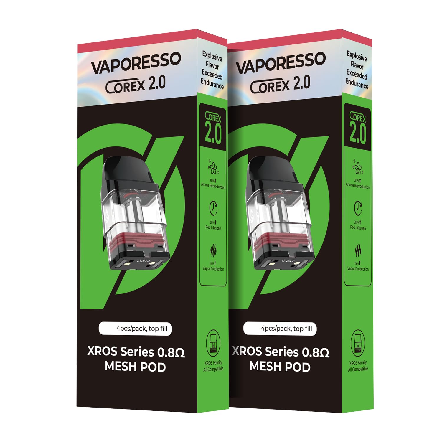 Vaporesso XROS Pods 8 Pack - [0.8 ohm] [BUNDLE DEAL] Replacement Pods for XROS Vape Device | Leak-Proof Design,for XROS 3 Pod Kit/XROS Pod Kit/XROS 2 Kit/XROS Mini Kit/XROS Nano Kit, No Nicotine