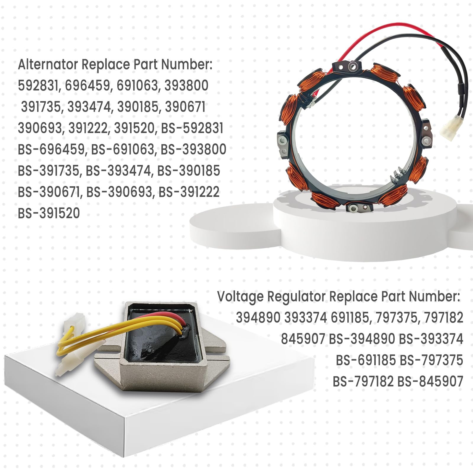 Chikia 592831 - Bobina de estator de alternador de repuesto para BS 696459 394890 393374 691185 797375 797182 691063 393800 Toro LX426 LX466 Cubcadet CC760 933 3E 9333 R Tractor cortacésped con