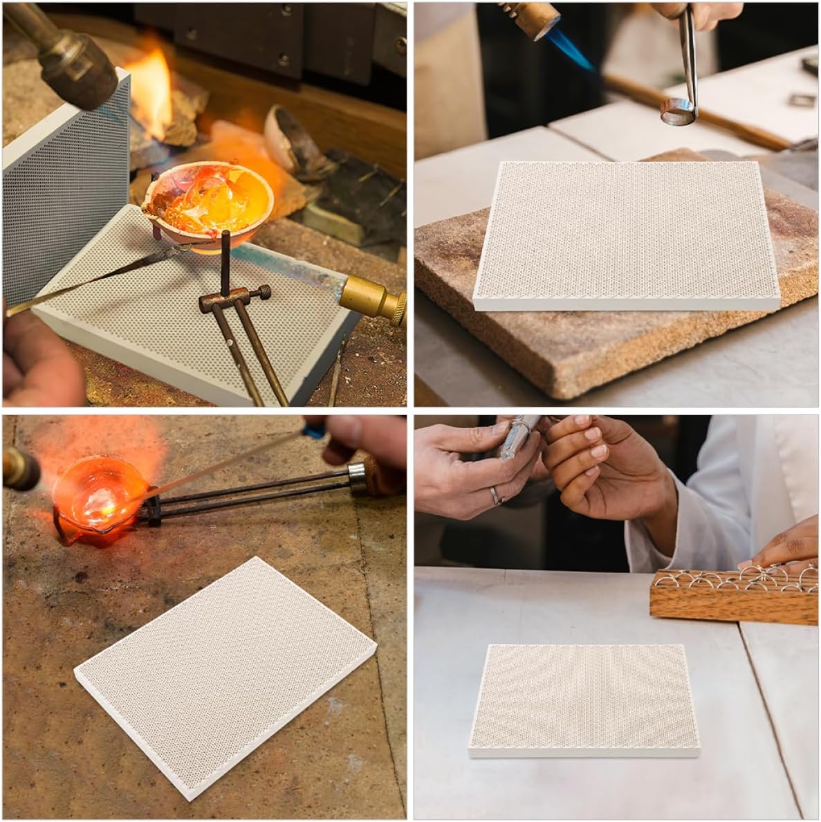 Honeycomb Soldering Boards 2Pcs Set 8.07X5.70X0.47In Jewelry Soldering Block Heat Resistant Mat for Jewelry Making and Repairing