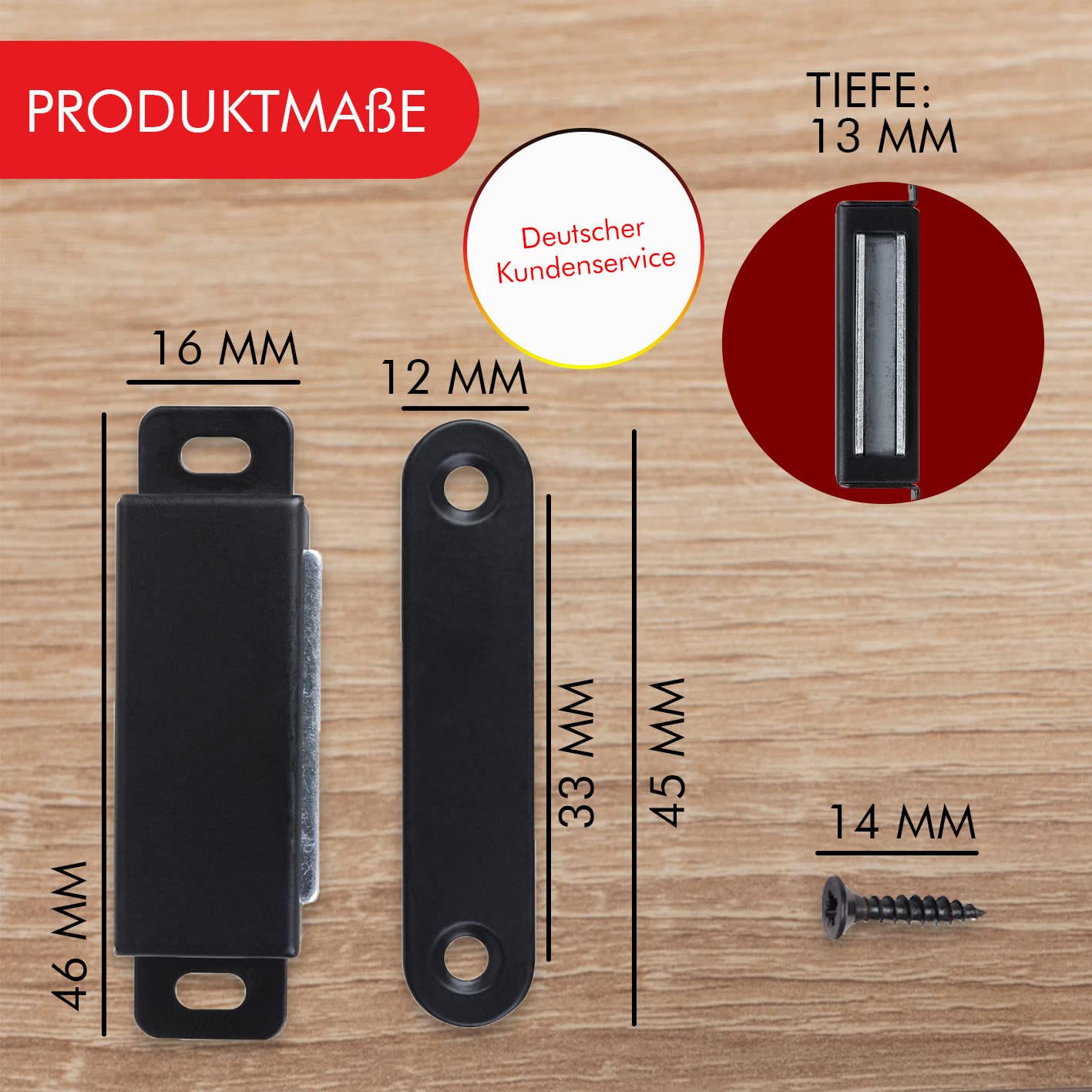 LouMaxx Magnetyczny zatrzask – udźwig 4 kg – zestaw 10 sztuk w kolorze czarnym – magnes na drzwi – magnetyczne zamknięcie na szafki i meble