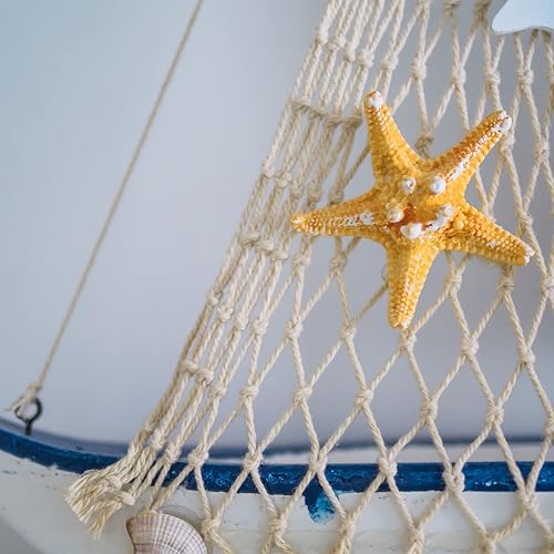 Miniatura 7 de Aodaer 4 piezas de red de pescado natural decorativa de algodón natural, decoración de playa para cumpleaños de sirena, bebé, tiburón, cumpleaños,