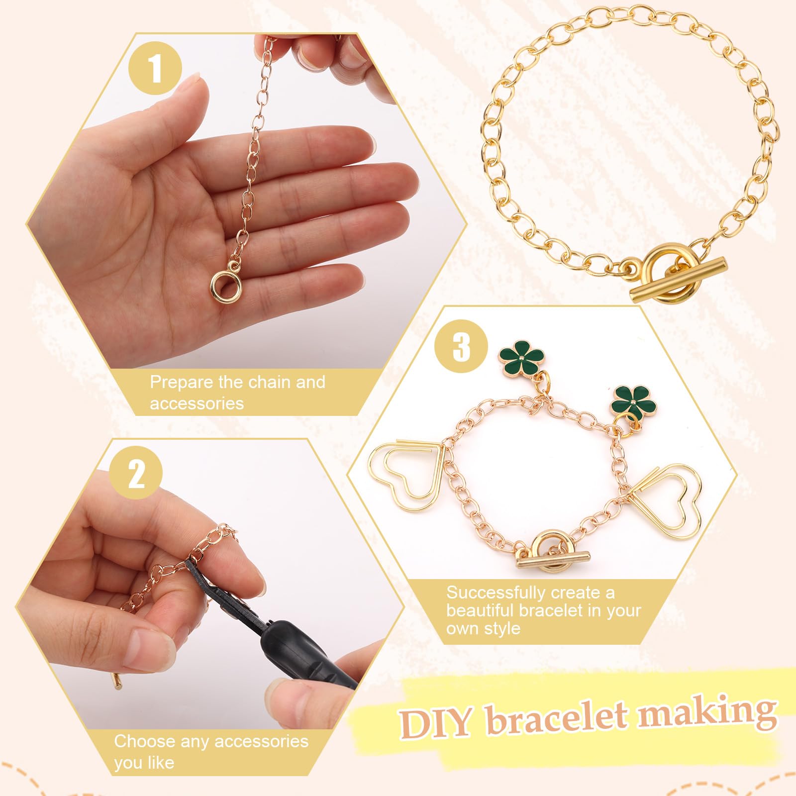 Cadenas De Pulsera Para Hacer Joyas - 30 Unidades, Cierre De Palanca, Color Oro Rosa