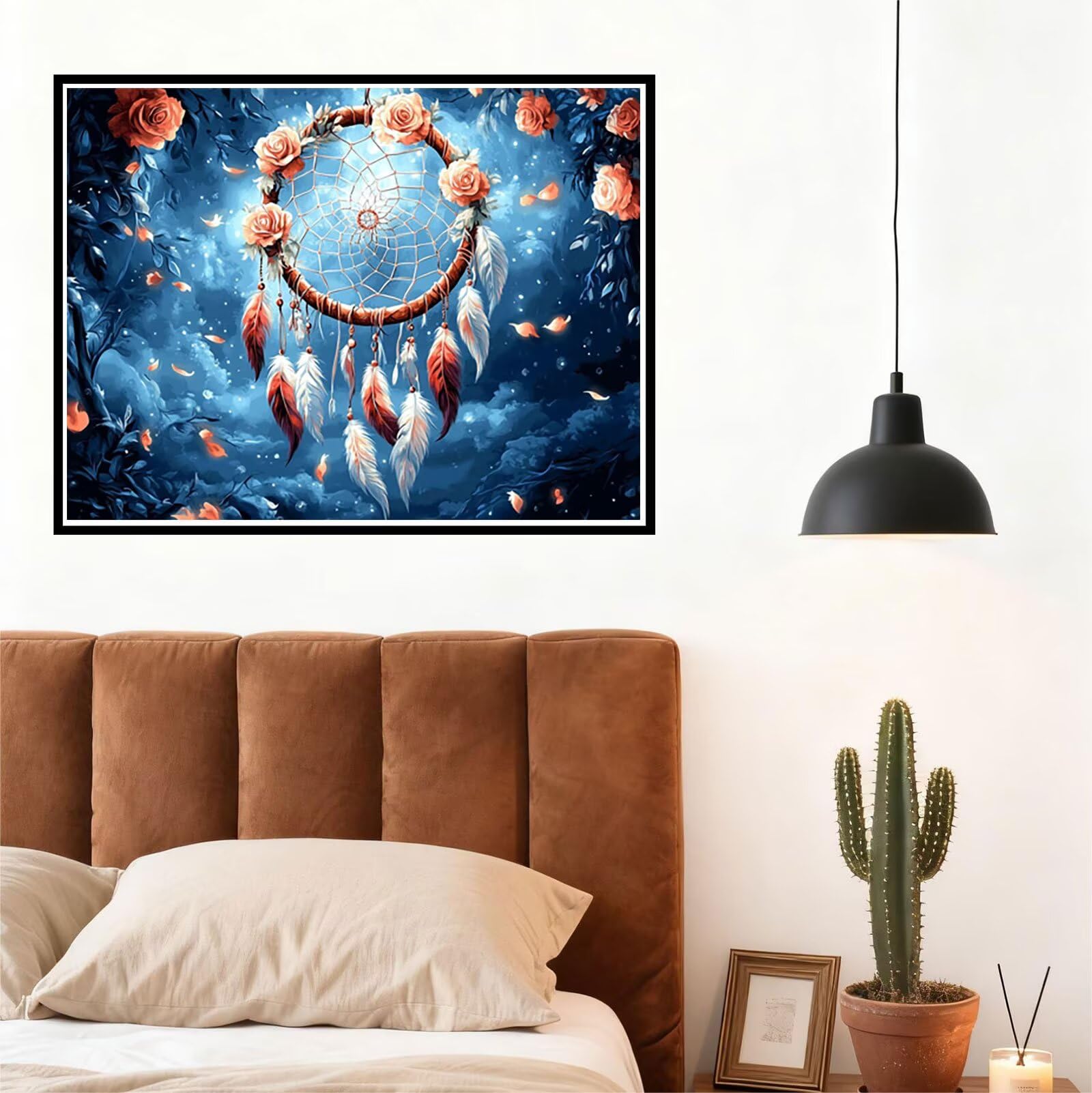 Peinture Numero Adulte Attrape RêVes Coloriage par Numero Adulte RêVe DIY Paint by Numbers, avec Pinceaux Peinture Loisir Creatif Enfant Cadeau Femme, Pour Decoration Maison Murale 90x120cm H - 679