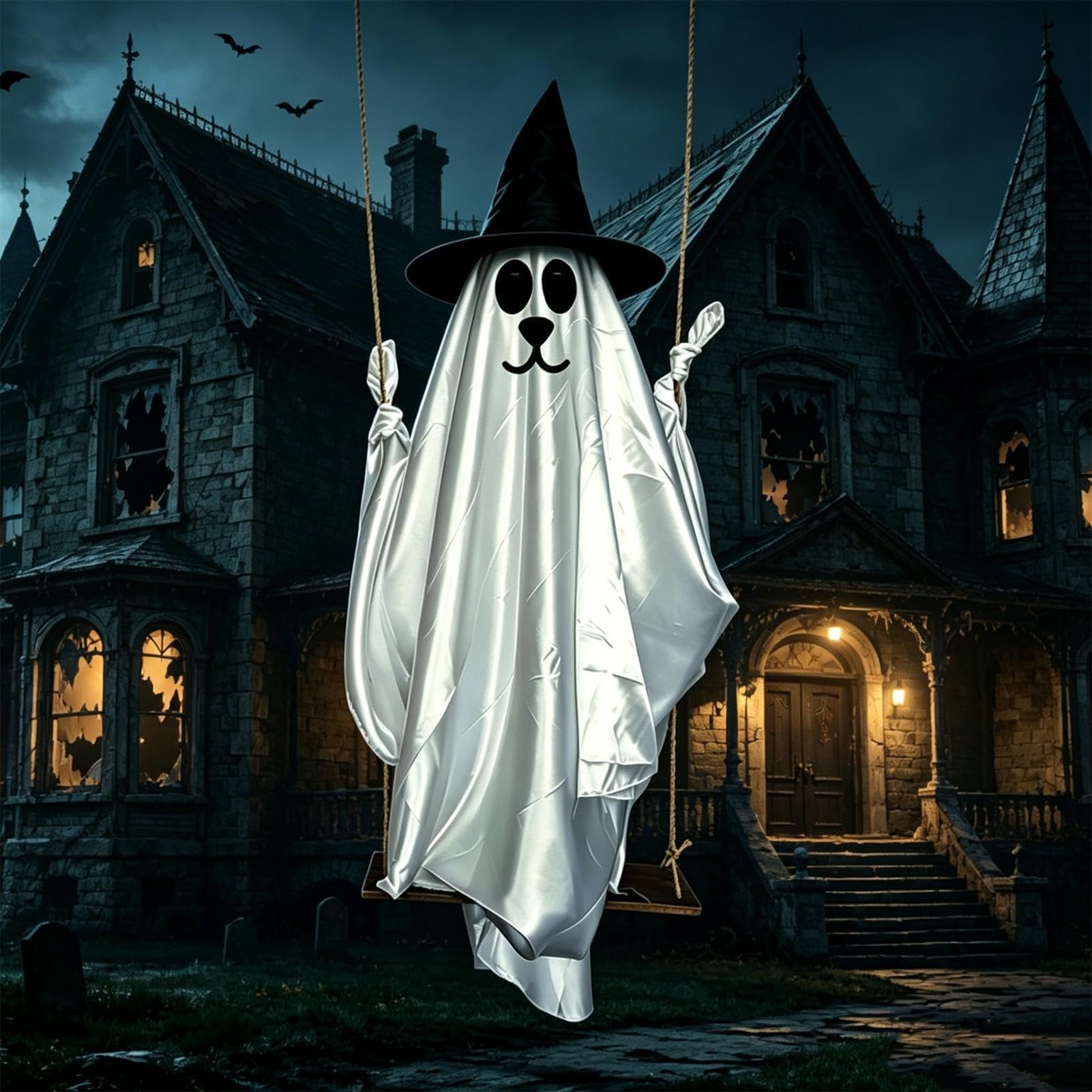 Decorazioni Halloween Esterno Cane Fantasma A Dondolo Per Giardino Da 150
