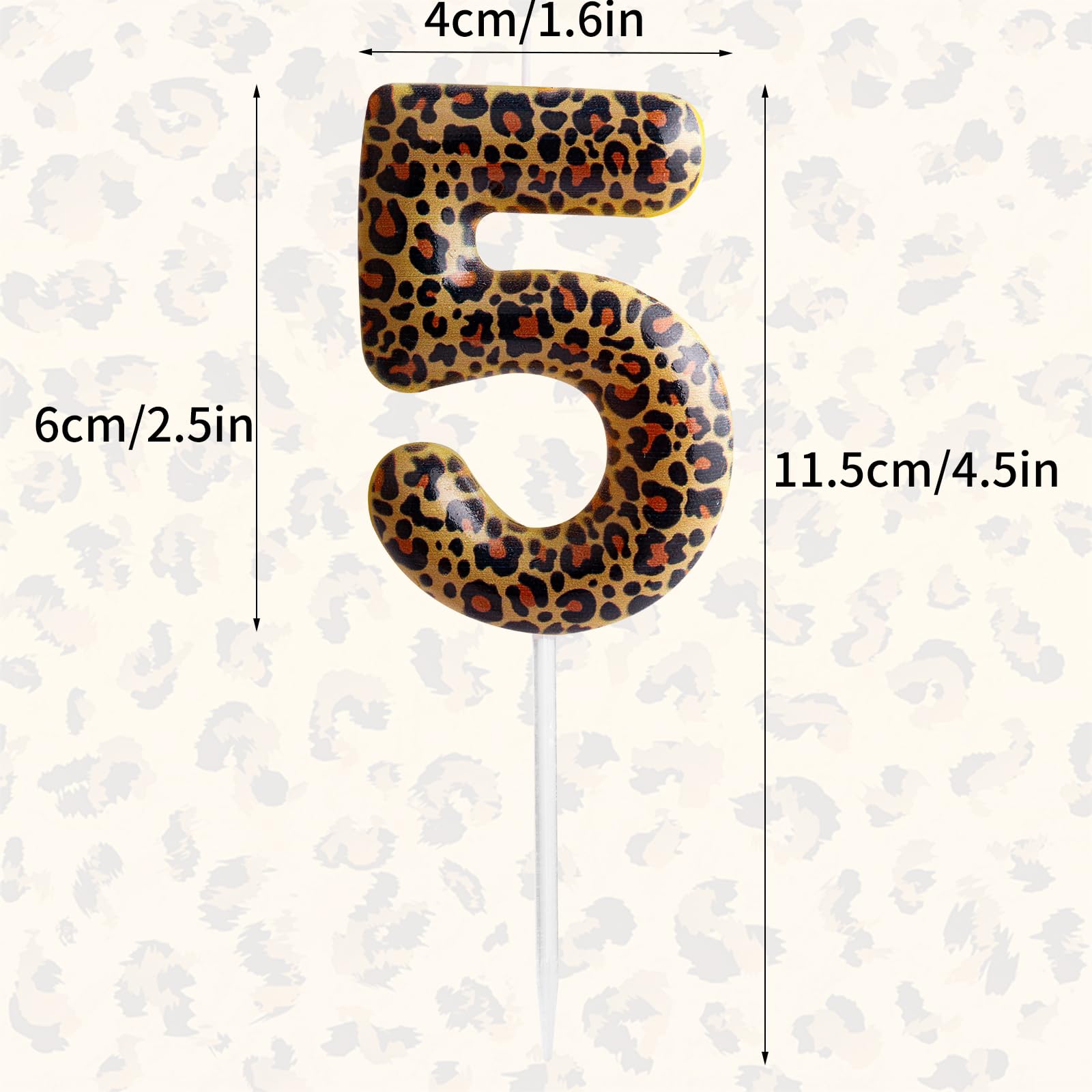 Yiran Leopard Print Birthday Candles Number 21, Realistic Leopard Printing Birthday Number Candles, Wild Onez Zoo Animals Themed Candle Cake for Boys and Girls Gifts Anniversary Party Supplies — view 2