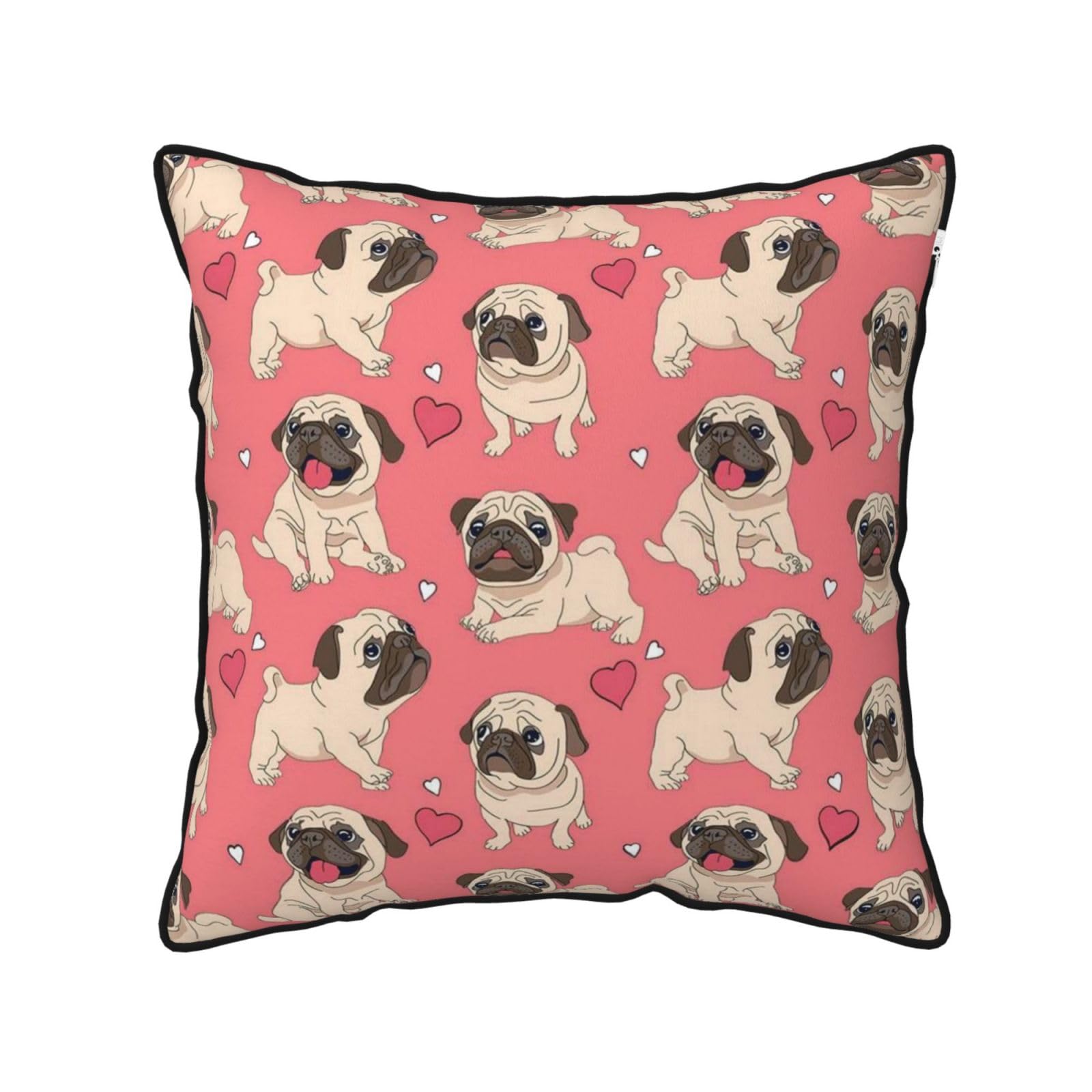 FZGGWYHL Pug Dog printed Velvet Throw Pillow Cover Pillowcase