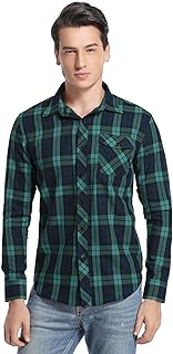 Camicie a Quadri da Uomo in Flanella, Morbida Manica Lunga Camicia Classica a Quadri Casual Elegante Top vestibilità Regolare