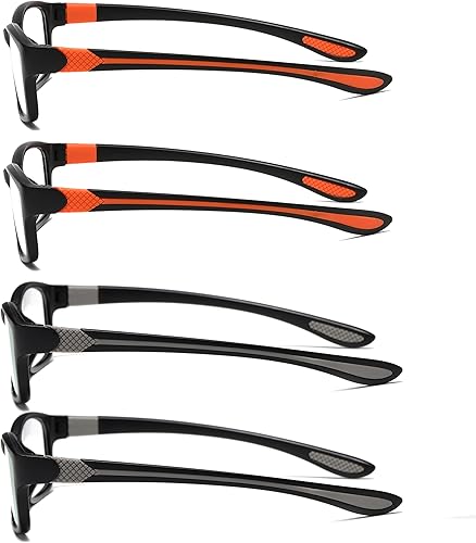 Miniatura 9 de JOON-joon Gafas de lectura para hombre, 4 pares, ultra ligeras, TR90, estilo deportivo, con bloqueo de luz azul