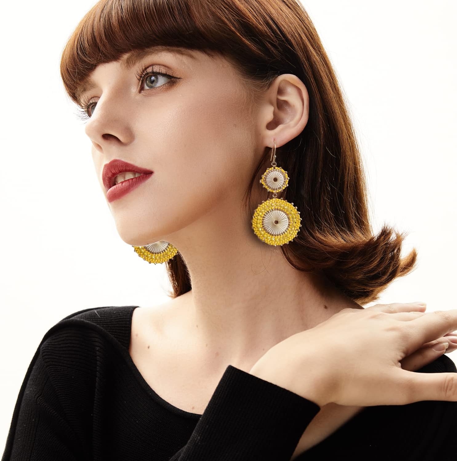 Badu Seed Beaded Circle Beads Earrings Bohemian Dangle Earrings Handmade Bead Fashion Jewelry Drop Earrings for Women - Image 2