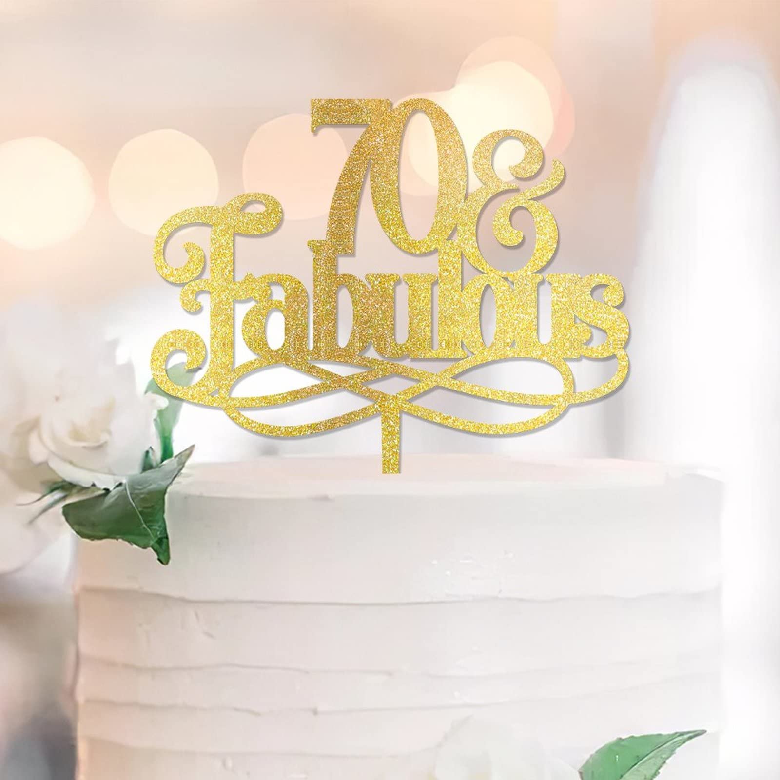 Topper Torta Compleanno Numero 70 Con Strass - Decorazione Elegante Per 70° Anniversario - Foto 10