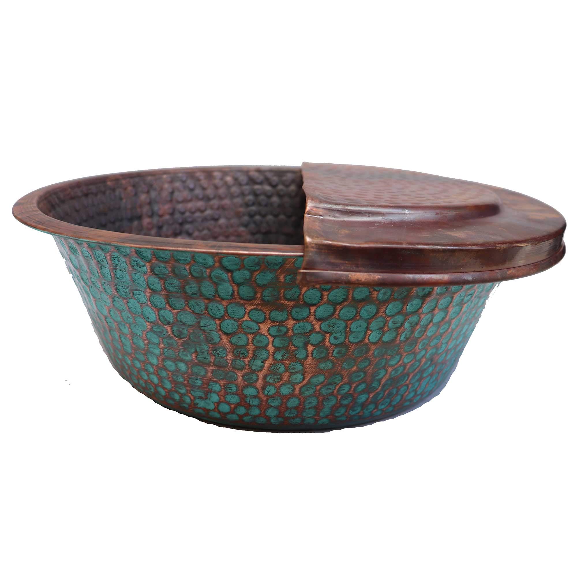 Portable Rustic Foot Copper Pedicure Bowl, Footrest