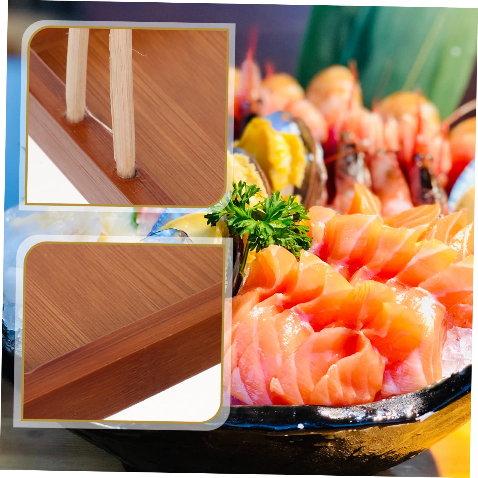 AUTSUPPL Handle Sushi Plate Tea Bar Snack Plate Sushi Boat Food Trays Farmhouse Snack Dish Vintage Food Tray Japanese Serving Platter Sushi Sashimi Plate Fruit Tray Wooden Transparent