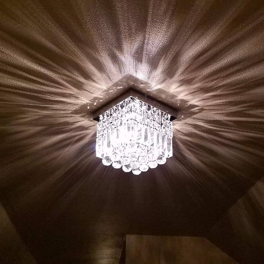 Amazon | 廊下水晶シャンデリア1-軽量ミニモダンスクエア