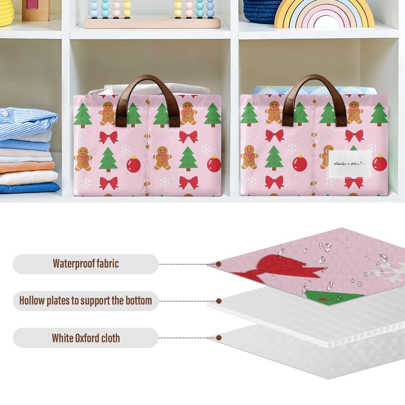 FRODOTGV Contenedor de poliéster resistente al agua para organización del hogar, árbol de Navidad, pan de jengibre, talla S