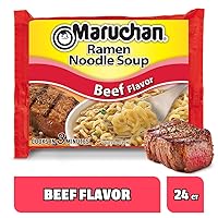 Vista 3 de Maruchan Ramen Fideos instantáneos sabor a carne de res, comidas listas para comer, 3 oz, 24