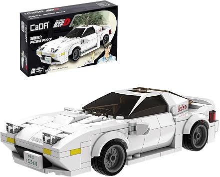 CaDA Initial D Mazda RX7-FC Toy Car Building Sets, Collectible Model Car Toy Building Blocks, Cool Simulation Cockpit Speed Racing Car for Fans and Kids