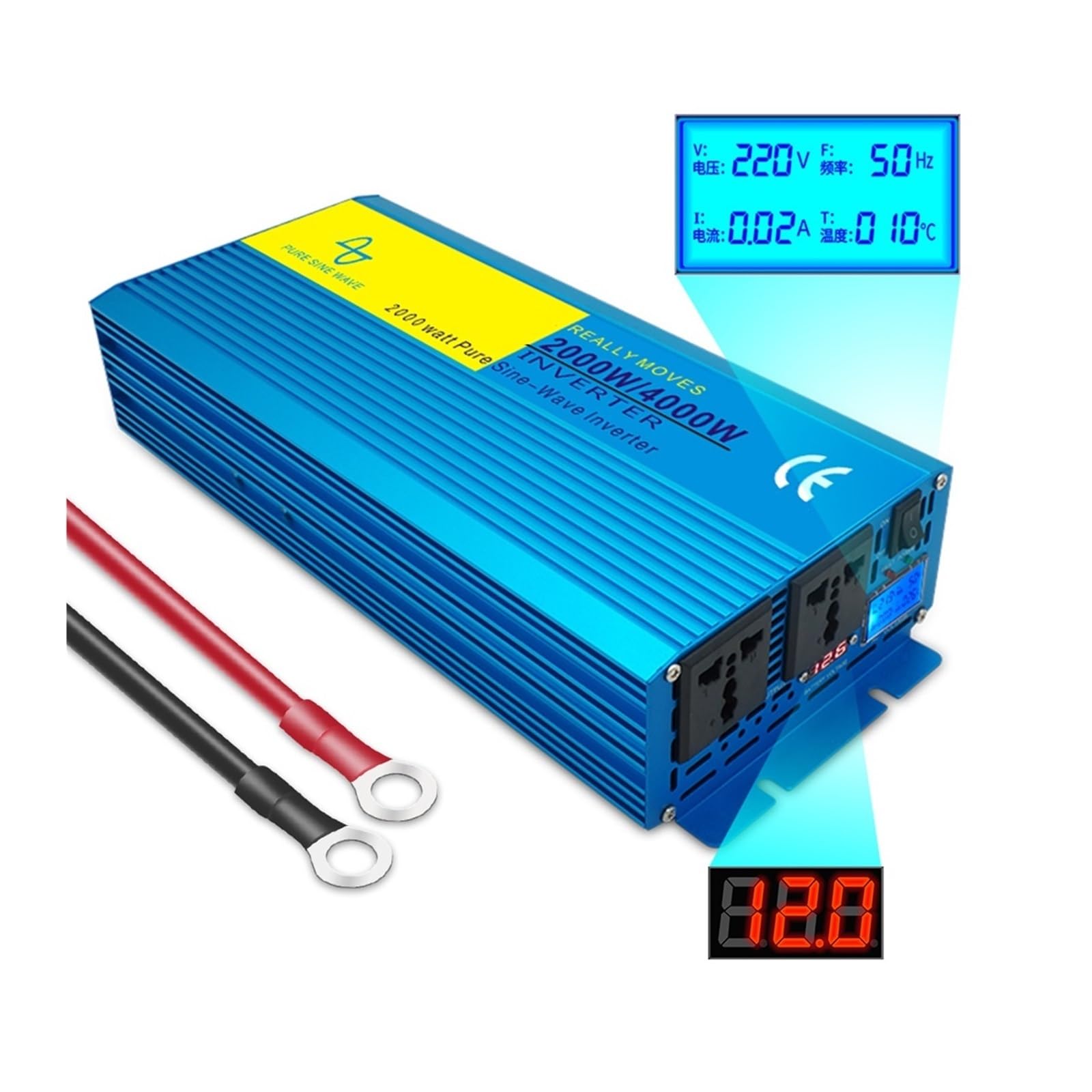 Czysta Fala Sinusoidalna Przetwornica 4000 W/5000 W/6000 W DC 12 V/24 V Na Napięcia AC Wyświetlacz LCD I LED Podwójne Gniazdo Uniwersalne Stabilny Wysoka Sprawność Konwersji(4000W 12V)