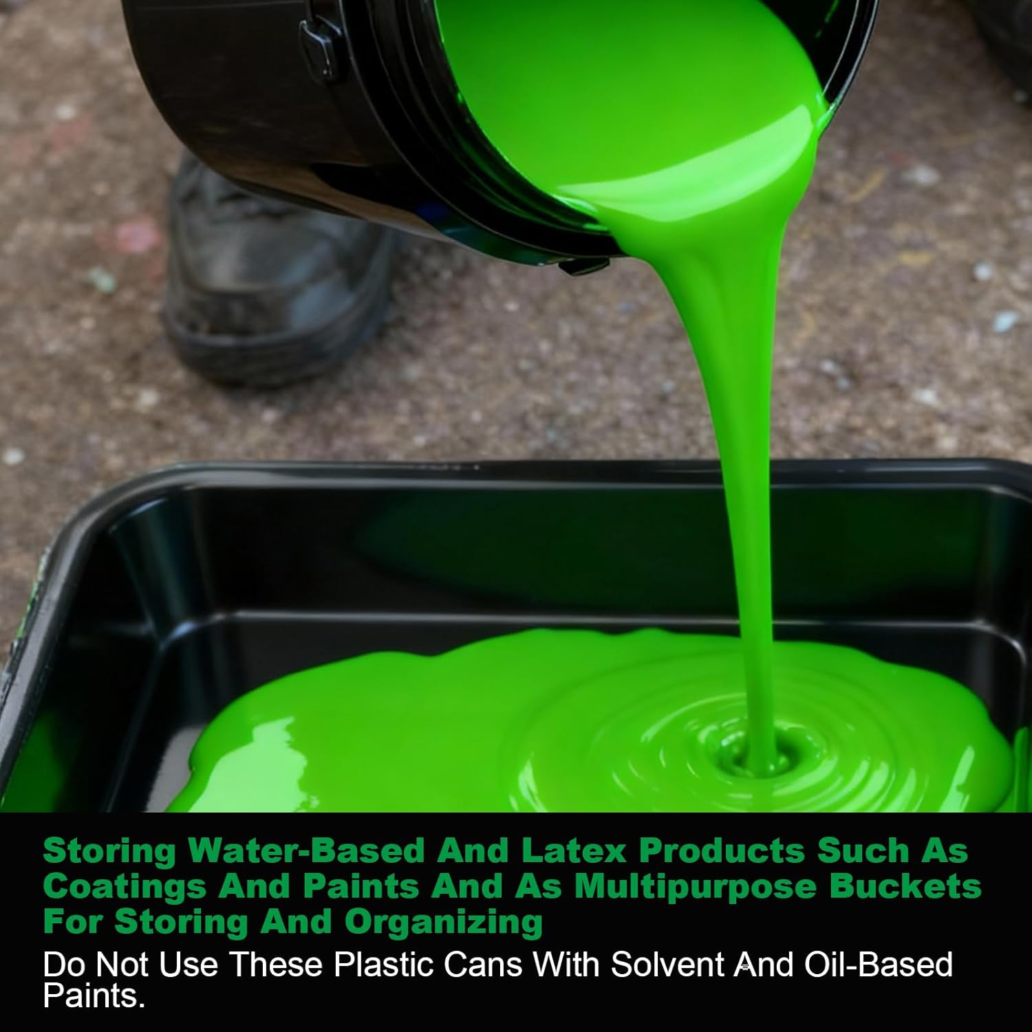 Acrux7 1 Gallon Empty Paint Cans with Lids, Plastic Paint Buckets with Handle, Paints Storage Containers for Painting Varnish DIY Craft Art Storage (Black) - Image 8